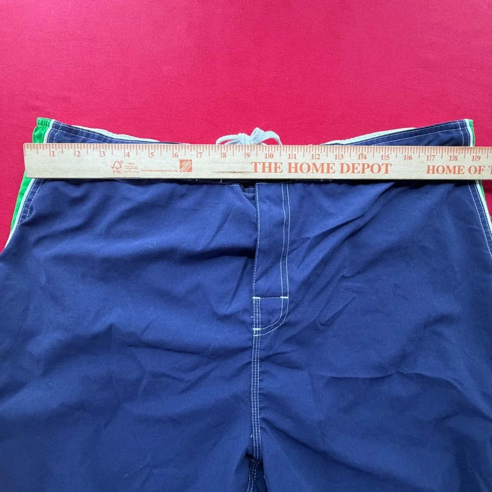 Vintage Y2K SURF OP Sport Mens Board Shorts Navy Blue Green Colorblock‎ Trunks L